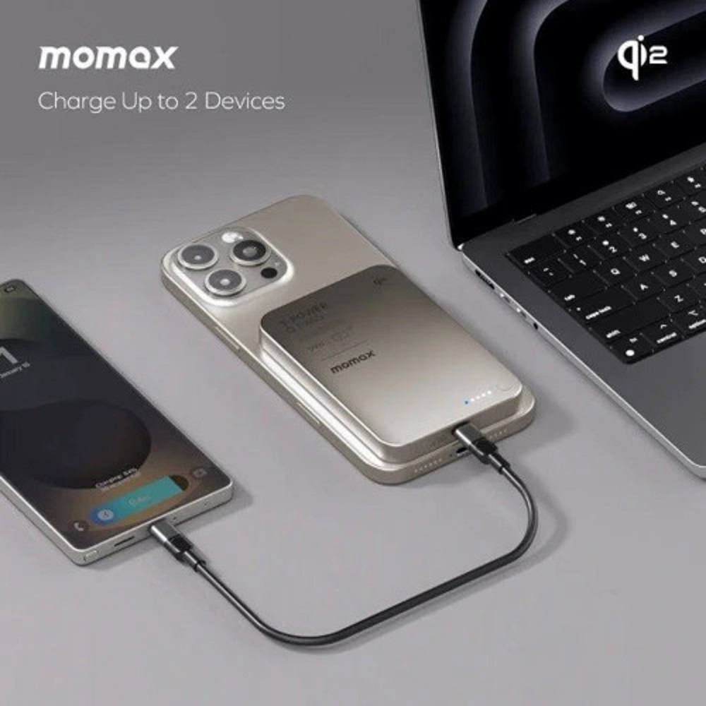 Батарея мобільна MOMAX 1-Power Q.Pass Qi2 5000mAh 20W Black(IP129Q2D) · 4
