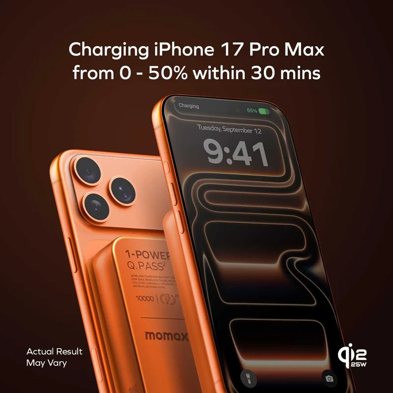 Батарея мобільна MOMAX 1-Power Q.Pass2 10000mAh 30W Solar Orange · 3