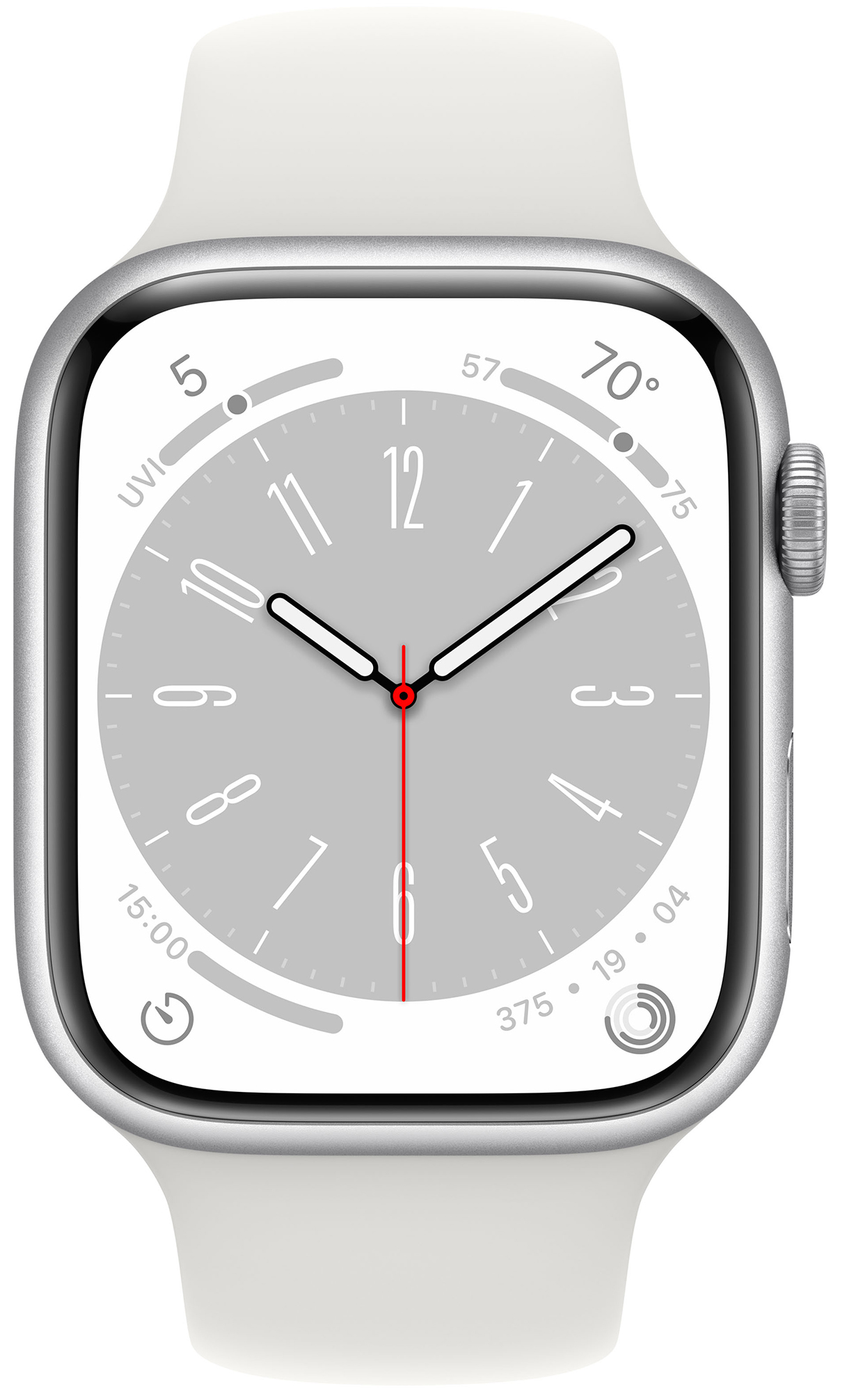 Смарт-годинник APPLE Watch Series 8 GPS 45mm Silver Aluminium Case with White Sport Band (MP6N3UL/A) в Києві