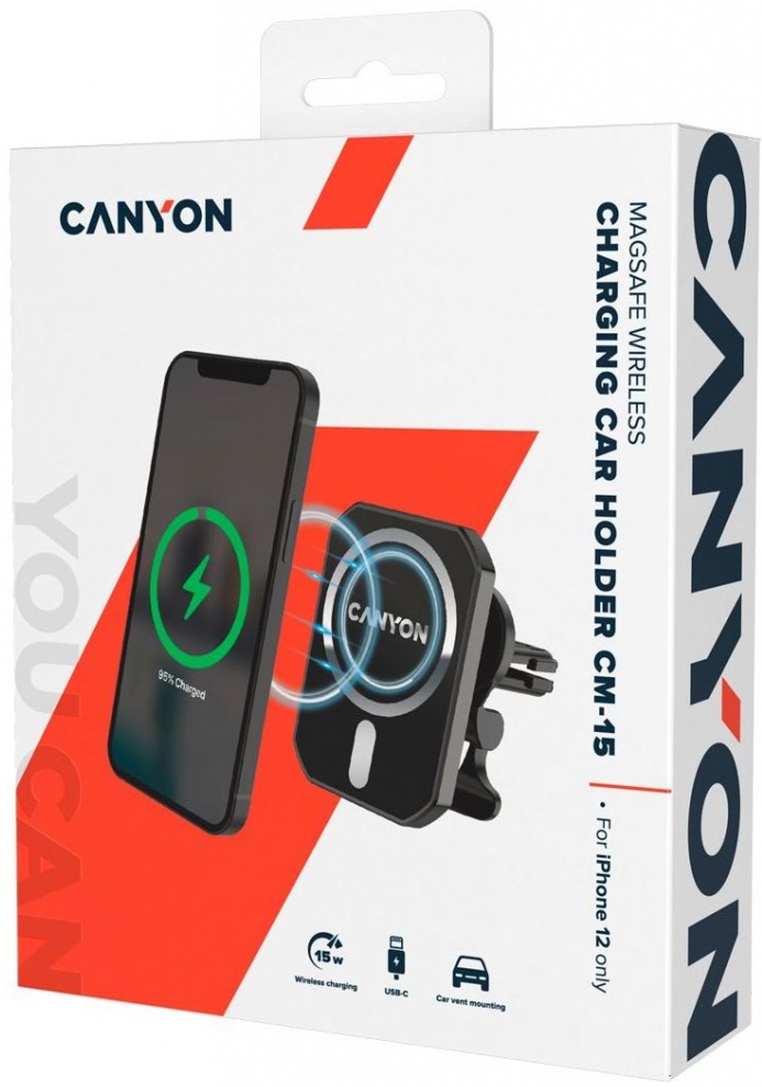 Автотримач CANYON C-15-01 Magnetic Car Holder Black (CNE-CCA15B01) · 4