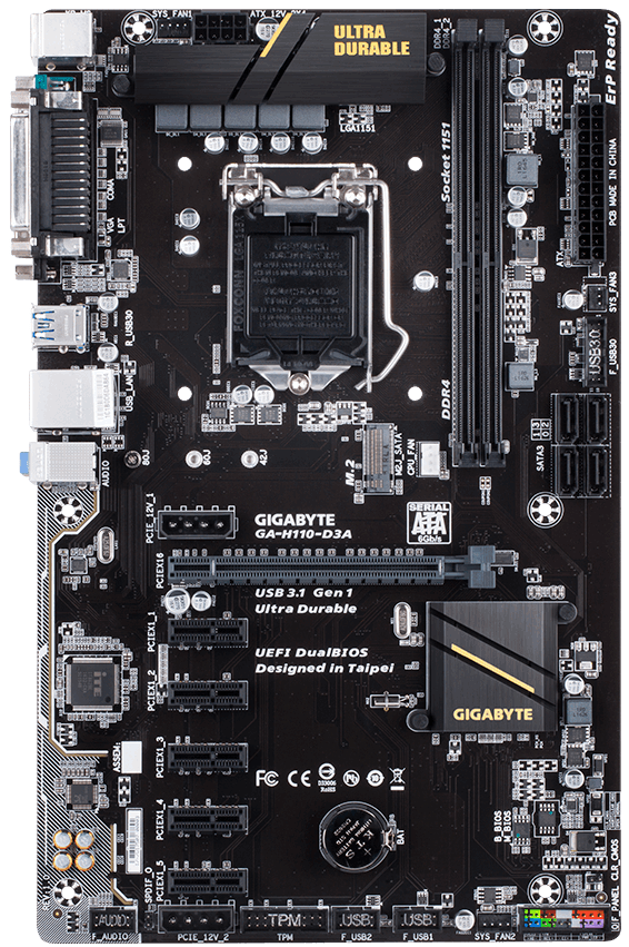 

Материнская плата Gigabyte GA-H110-D3A (s1151 H110) ATX