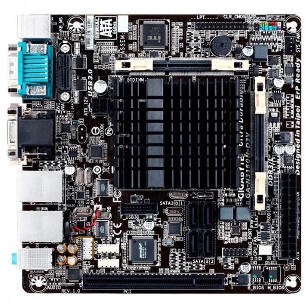 

Материнская плата Gigabyte GA-N3160N-D3V (Quad-core Celeron N3160, 1.6-2.24GHz)