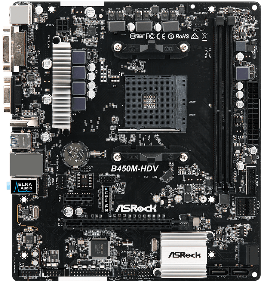 

Материнская плата ASROCK B450M-HDV (AM4 B450) mATX