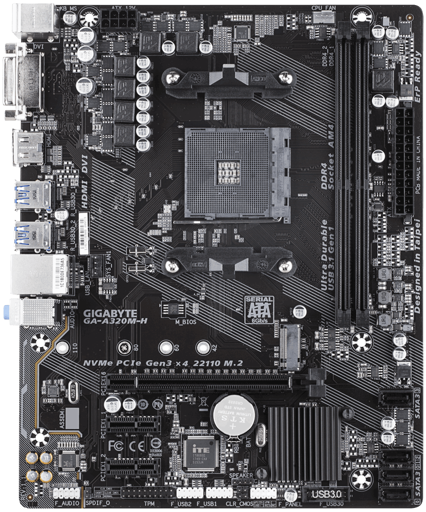 

Материнская плата GIGABYTE GA-A320M-H (AM4 A320) mATX