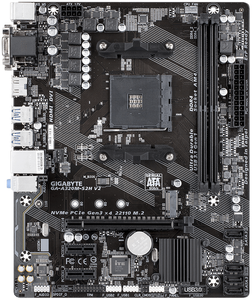 

Материнская плата GIGABYTE GA-A320M-S2H V2 (AM4 A320) mATX