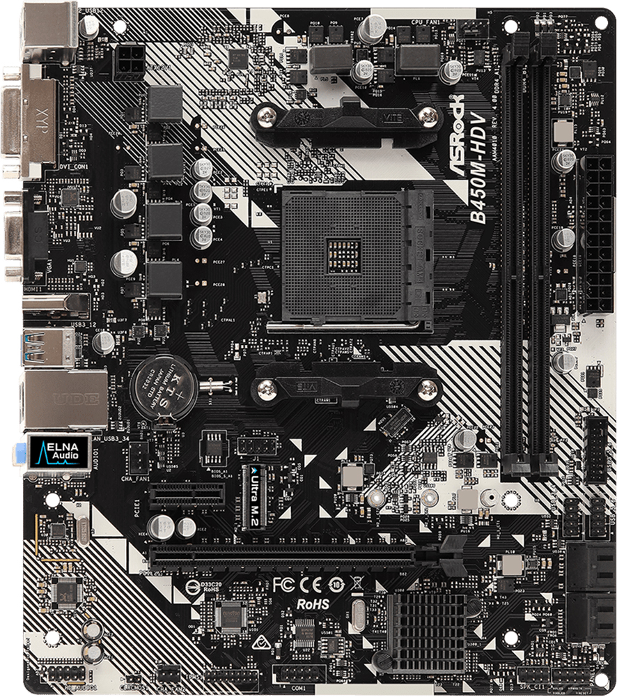 Материнська плата ASROCK B450M-HDV R4.0 (sAM4 B450) mATX в Києві