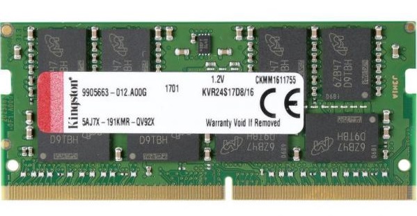 

Память SoDimm Kingston 1x16GB DDR4 2400MHz (KVR24S17D8/16)