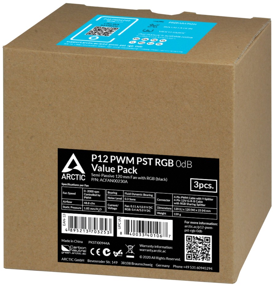 Кулер для корпуса ARCTIC P12 PWM PST RGB 3-Pack (ACFAN00229A) · 4