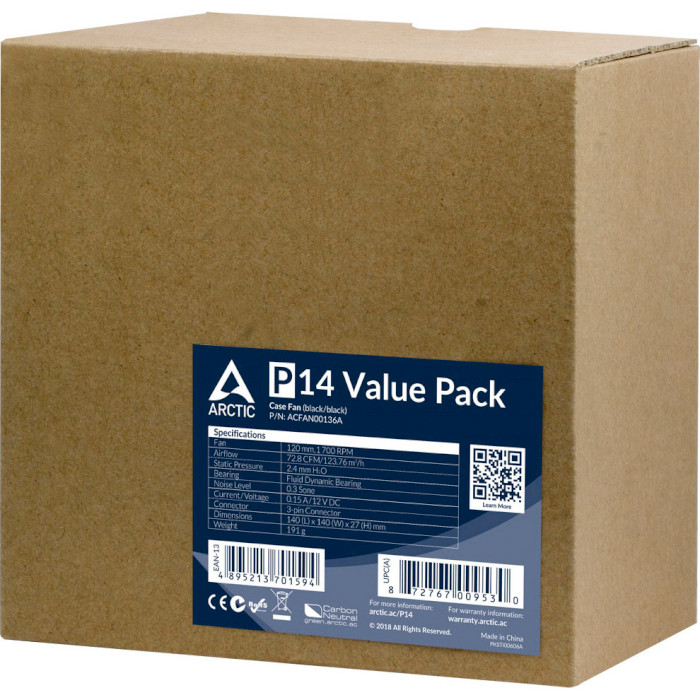Кулер для корпусу ARCTIC P14 140 мм 5 шт. Black (ACFAN00136A) · 3