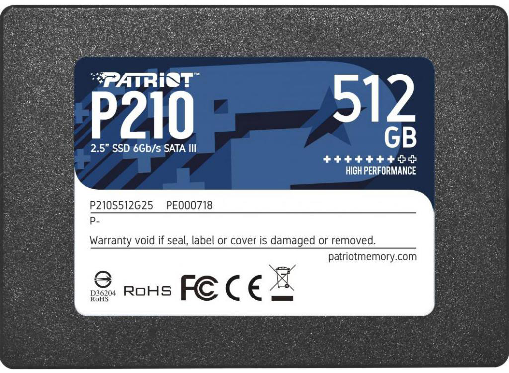 Накопичувач SSD PATRIOT P210 SATA3 512GB (P210S512G25) в Києві