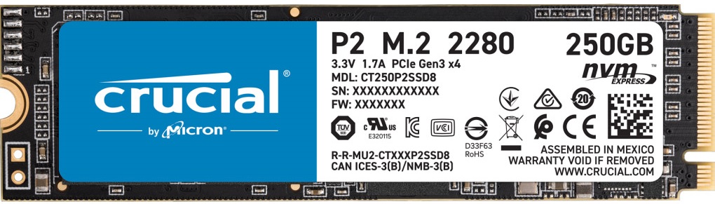 Накопитель SSD 250GB CRUCIAL P2 M.2 NVMe PCIe (CT250P2SSD8) в Киеве