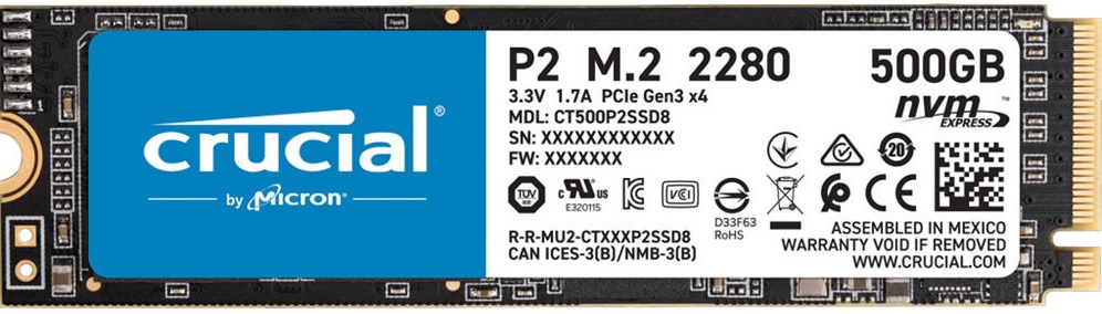 Накопитель SSD 500GB CRUCIAL P2 M.2 NVMe PCIe (CT500P2SSD8) в Киеве