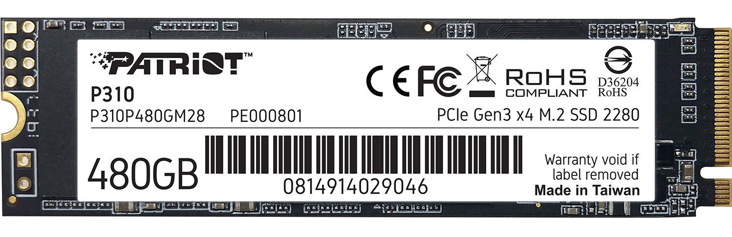 Накопичувач SSD 480GB PATRIOT P310 M.2 PCIe NVMe TLC (P310P480GM28) в Києві