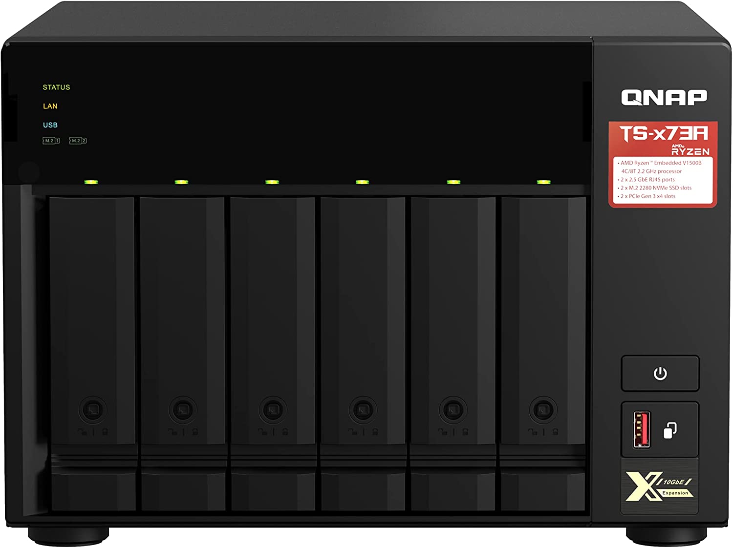 Мережеве сховище QNAP TS-673A-8G USB/LAN Black · 3
