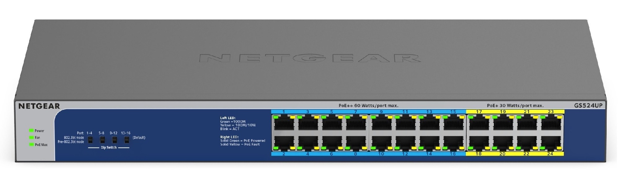 Коммутатор NETGEAR GS524UP 16xGE PoE++ 8xGE PoE+ (GS524UP-100EUS) в Киеве