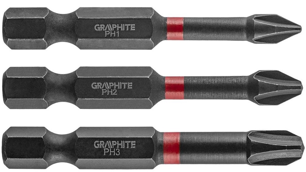 Биты ударные GRAPHITE PH1/2/3 x 50 мм, 3 шт. (56H543) в Киеве