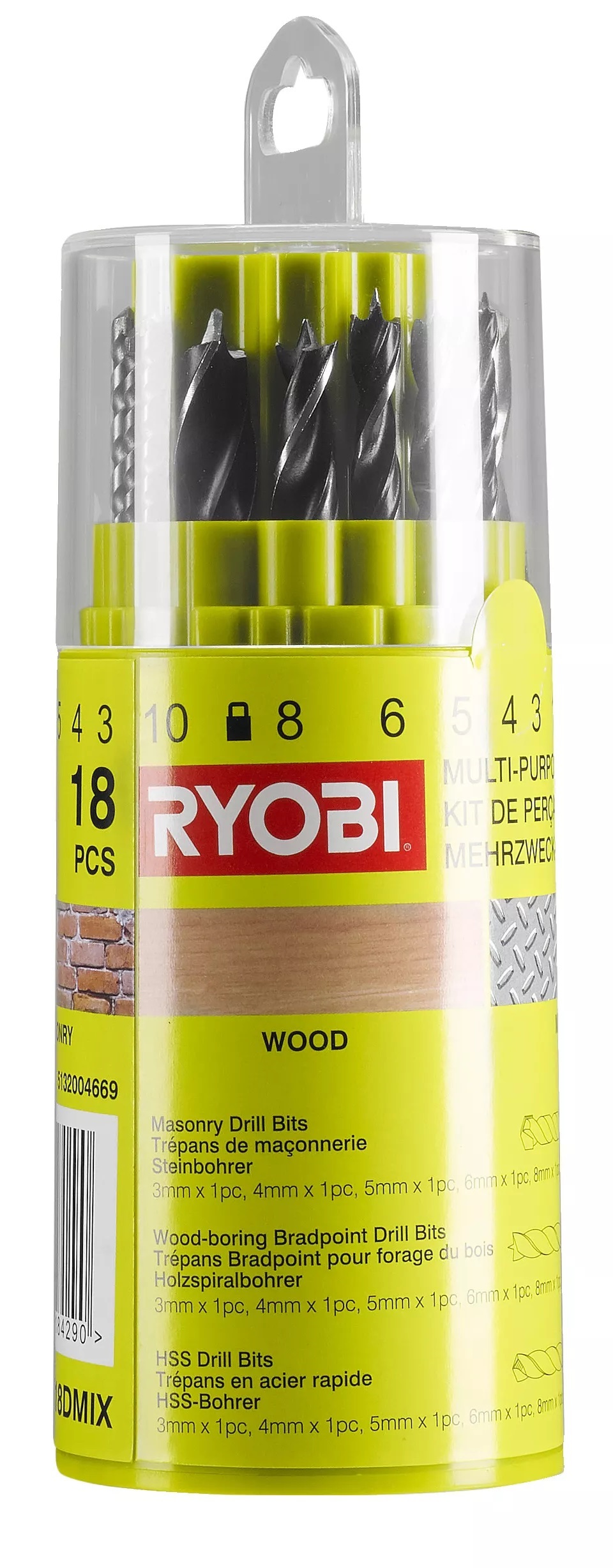 Набор сверл RYOBI RAK18DMIX 18 шт (5132004669) в Киеве