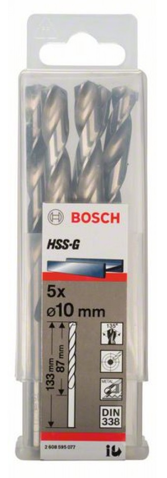 Свердло по металу BOSCH HSS-G 10 мм 5 шт (2.608.595.077) · 2