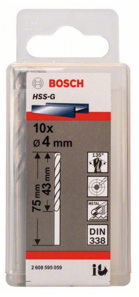 Свердло по металу BOSCH HSS-G 4 мм 10 шт (2.608.595.059) · 2