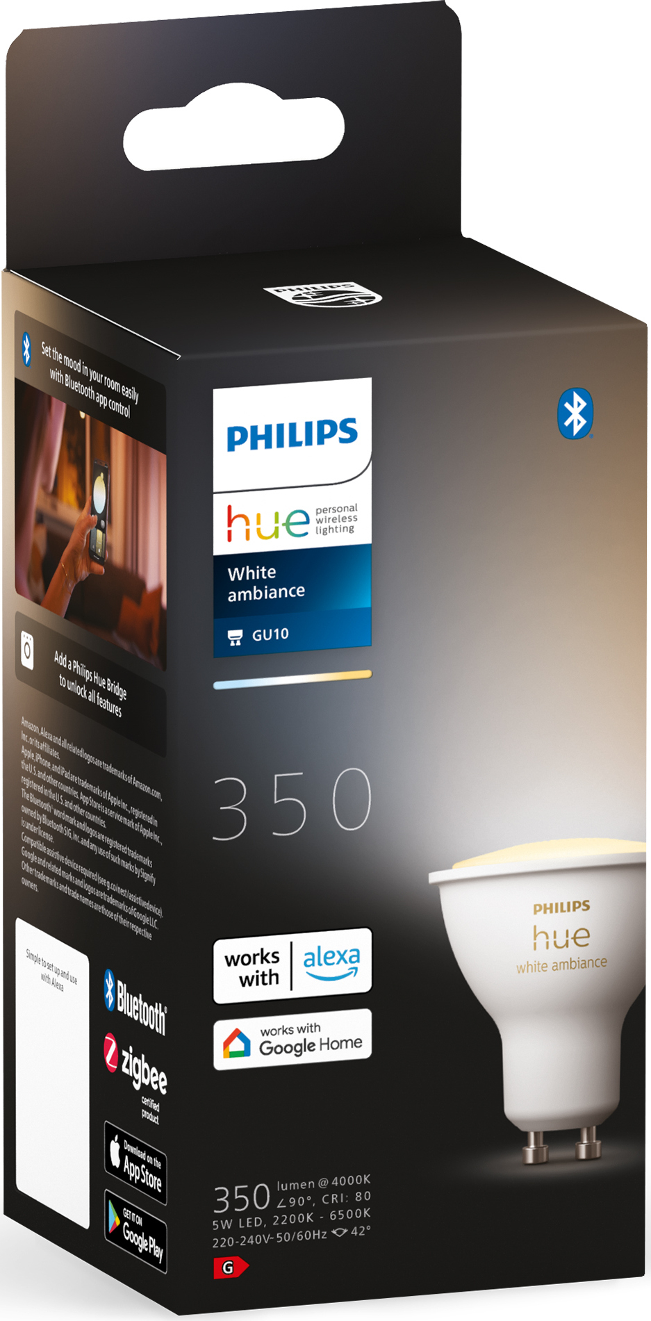 Розумна лампа PHILIPS Hue GU10 5W 2200K-6500K Tunable (929001953309) · 5