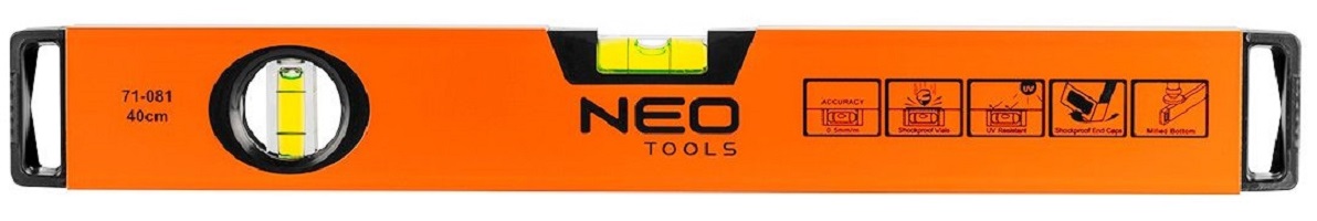 Рівень NEO TOOLS алюмінієвий 40 см 2 капсули (71-081) в Києві