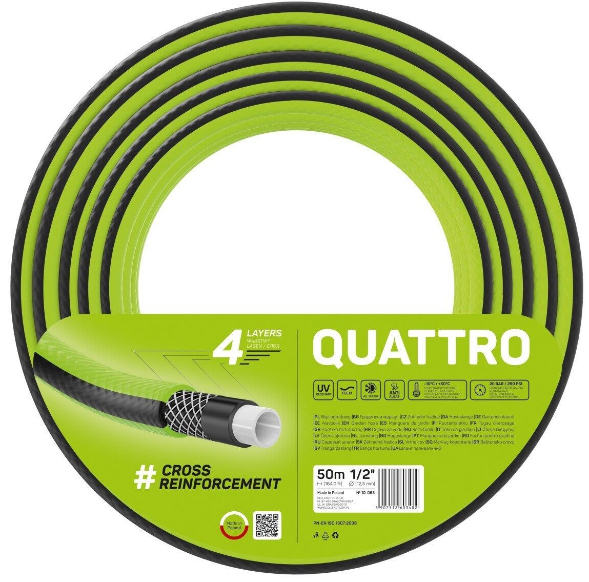 Шланг садовый CELLFAST Quattro 1/2" 50 м (10-063) в Киеве