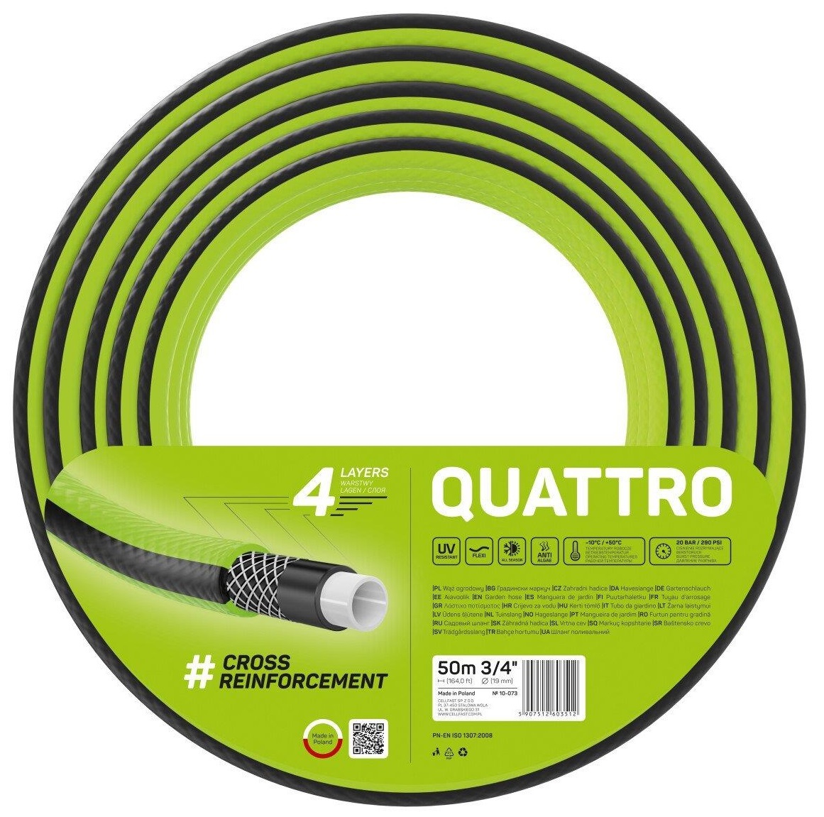 Шланг садовый CELLFAST Quattro 3/4" 50 м (10-073) в Киеве