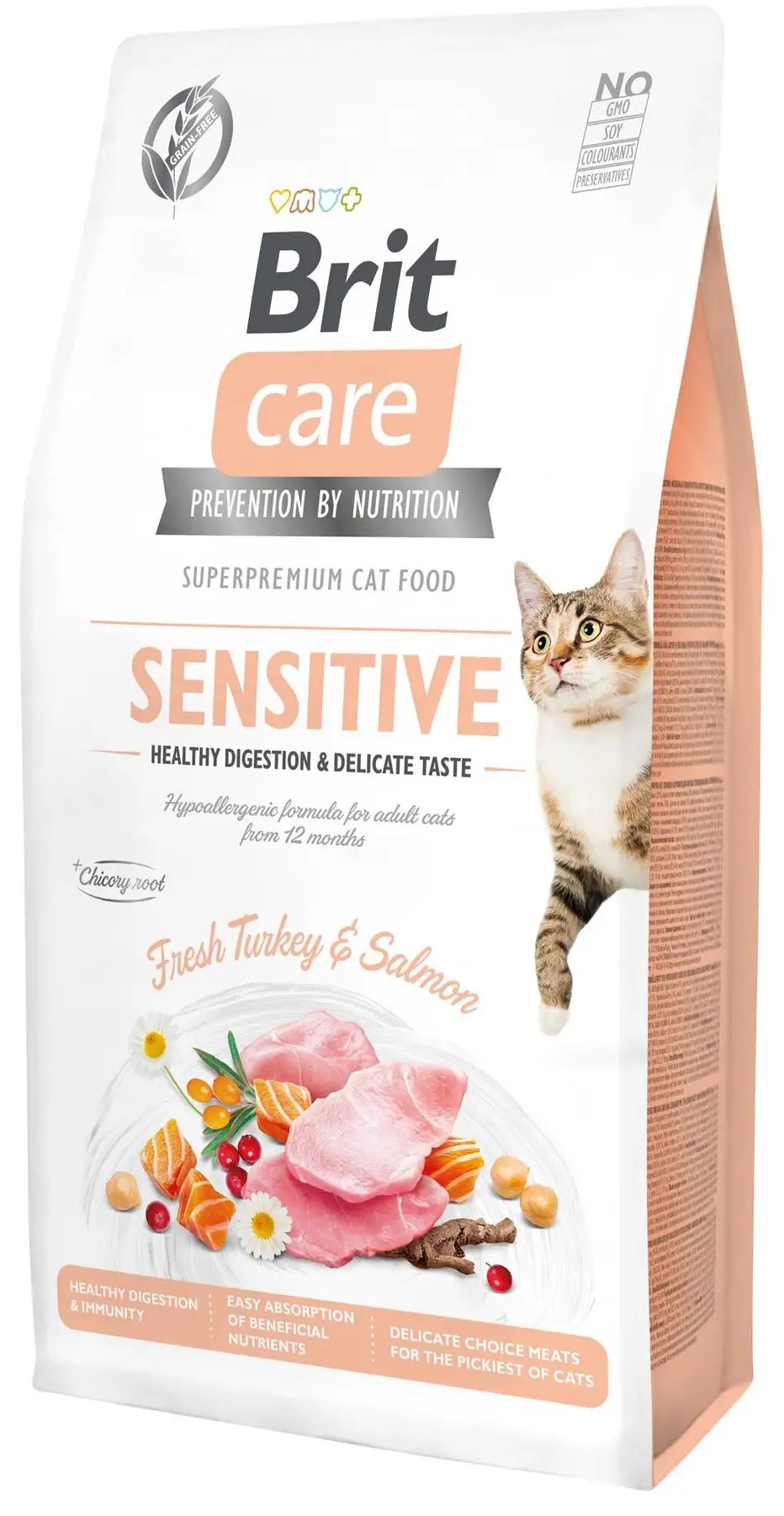 Сухий корм для котів BRIT Care Cat GF Sensitive HDigestion & Delicate Taste з індичкою та лососем 7 кг (171281/0693) в Києві