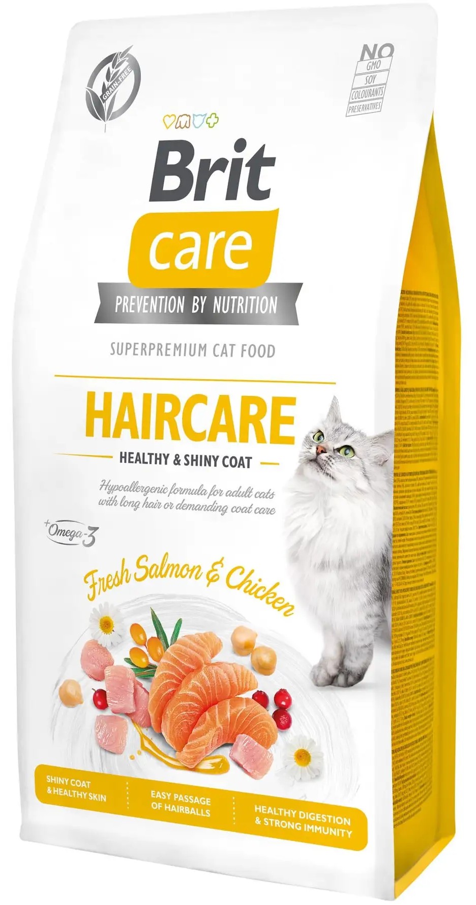 Сухий корм для котів BRIT Care Cat GF Haircare Healthy & Shiny Coat с курицей и лососем 7 кг (171305/0877) в Києві