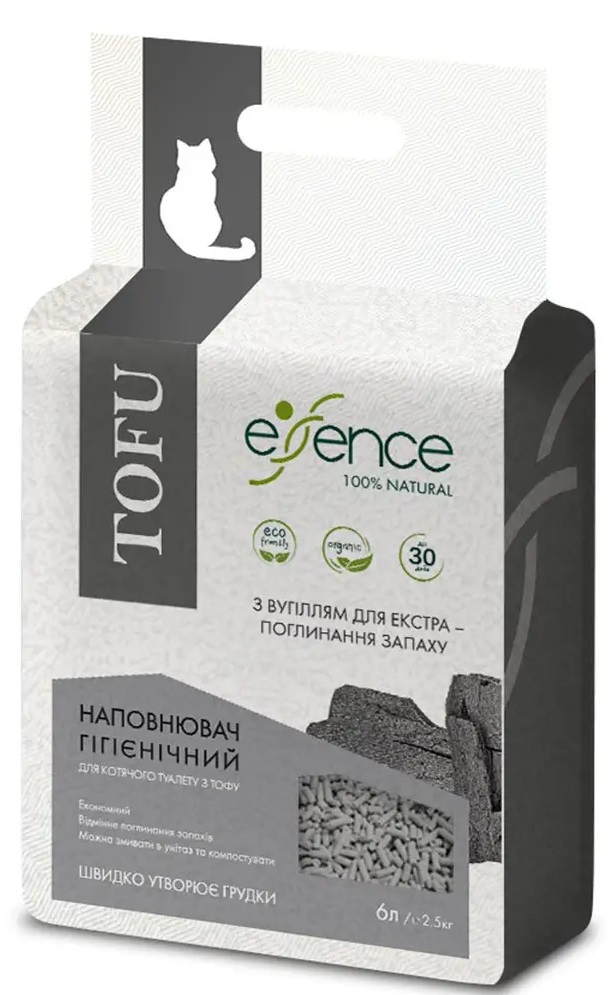 Наполнитель для кошачьего туалета ESSENCE тофу с углем 6 л (920048) в Киеве