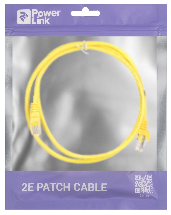 Патч-корд 2E CAT 5E,UTP,RJ45, 26AWG ,7/0.16 CU, 1.20 M, PVC,YELLOW · 3