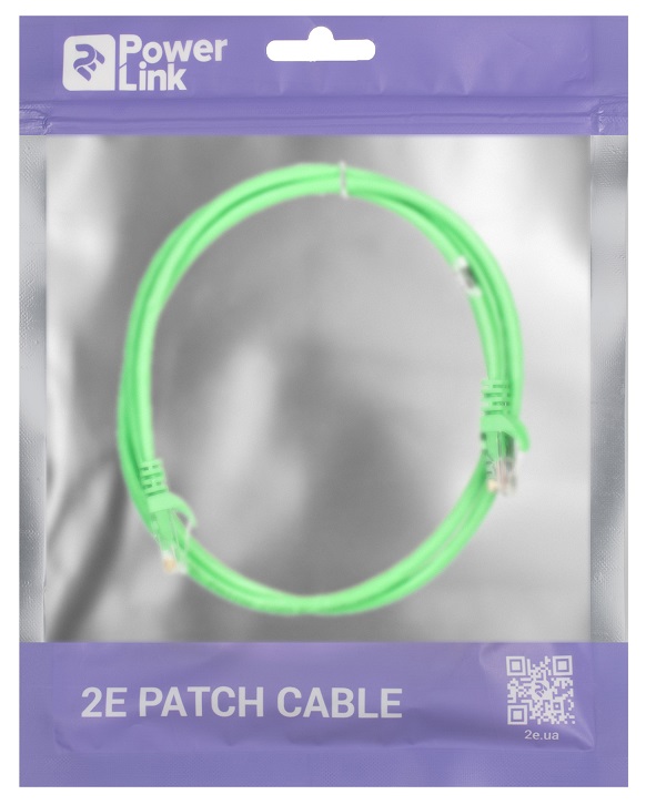 Патч-корд 2E CAT 5E,UTP,RJ45, 26AWG ,7/0.16 CU, 1.20 M,PVC, GREEN · 3