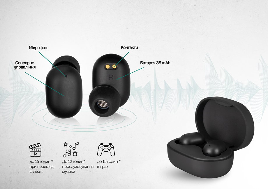 Навушники GELIUS Pro Reddots TWS Earbuds GP-TWS010 Black · 3