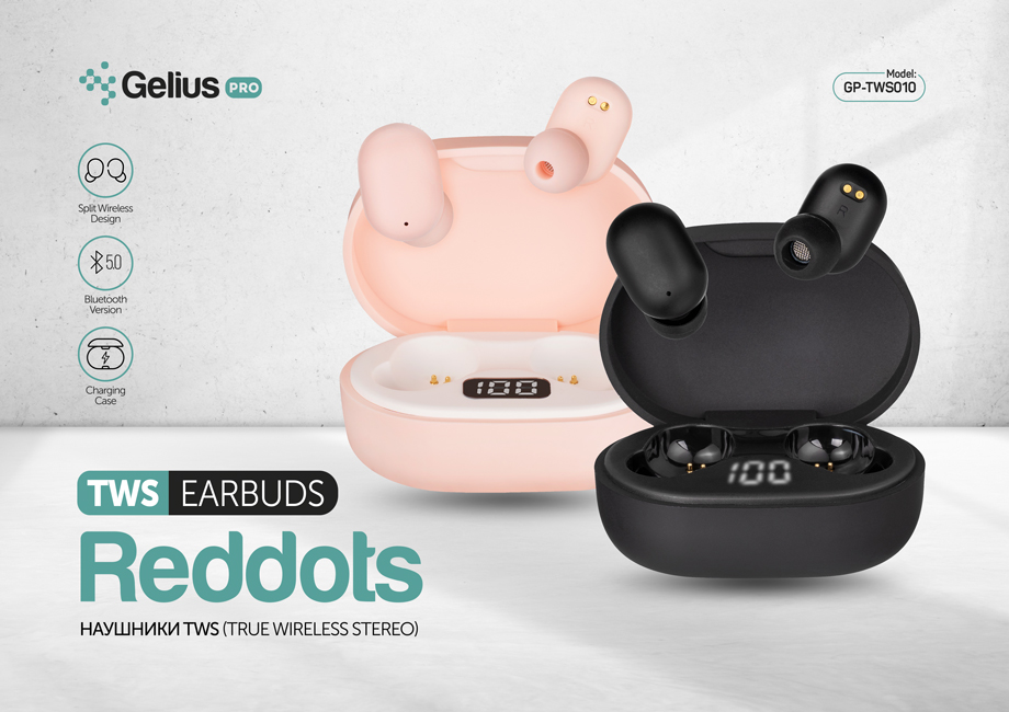 Навушники GELIUS Pro Reddots TWS Earbuds GP-TWS010 Black · 2