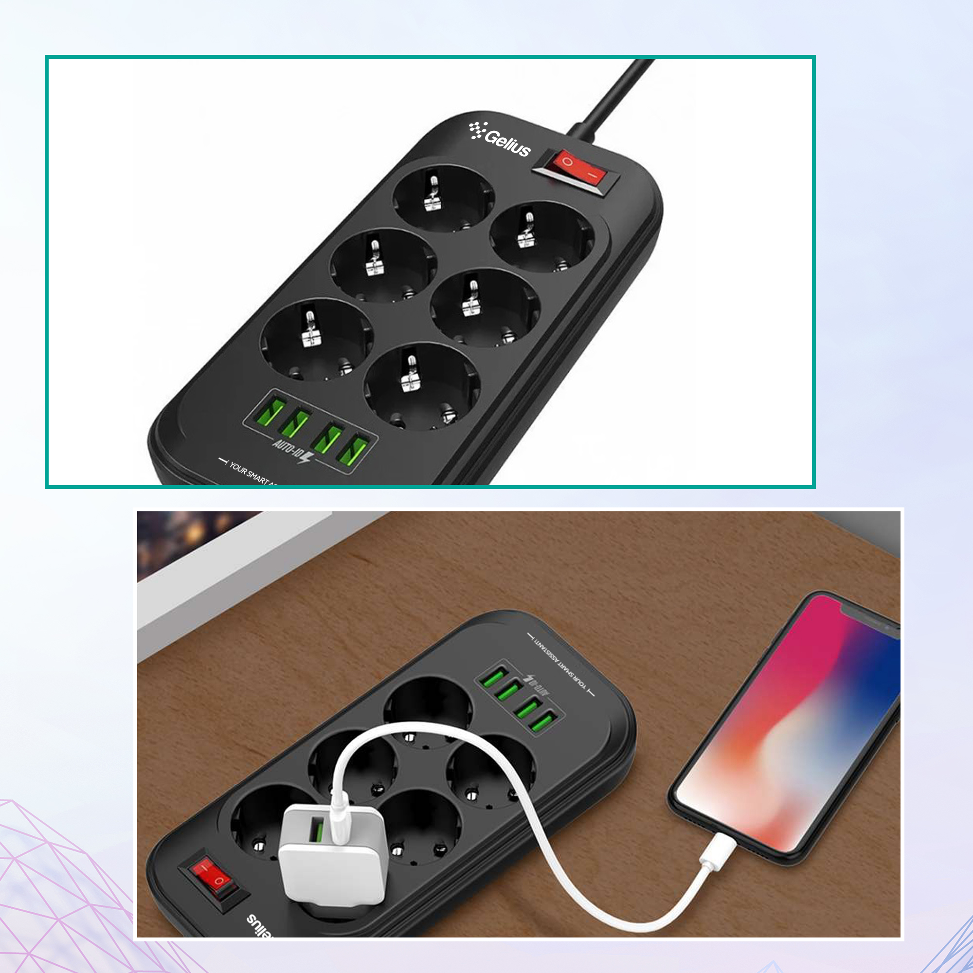 Мережевий фільтр GELIUS Pro PowerStrip U-Power GP-PS-002 6р 2м Black · 4