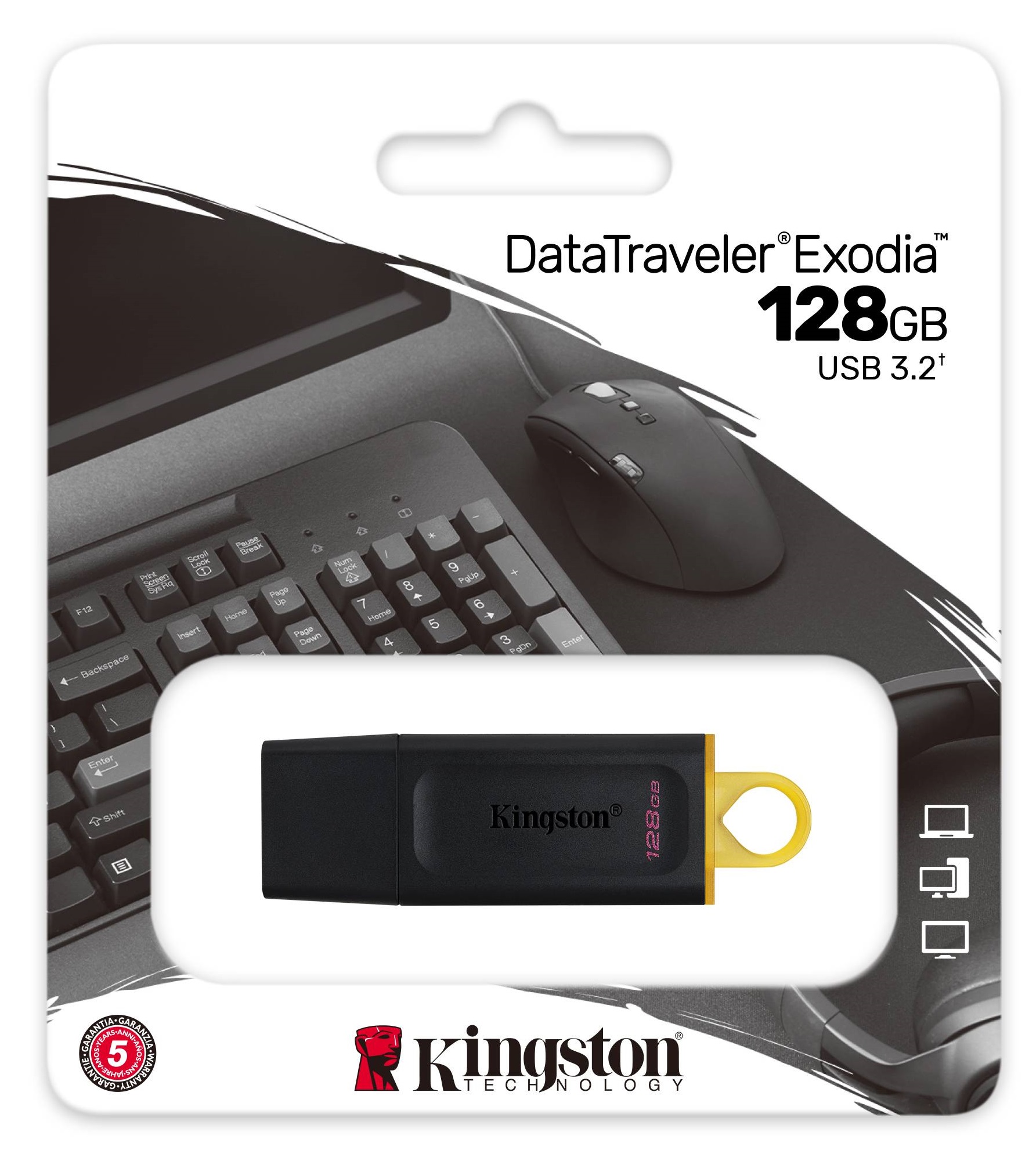 USB-накопичувач 128GB KINGSTON DataTraveler Exodia USB 3.2 Black/Yellow (DTX/128GB) · 5