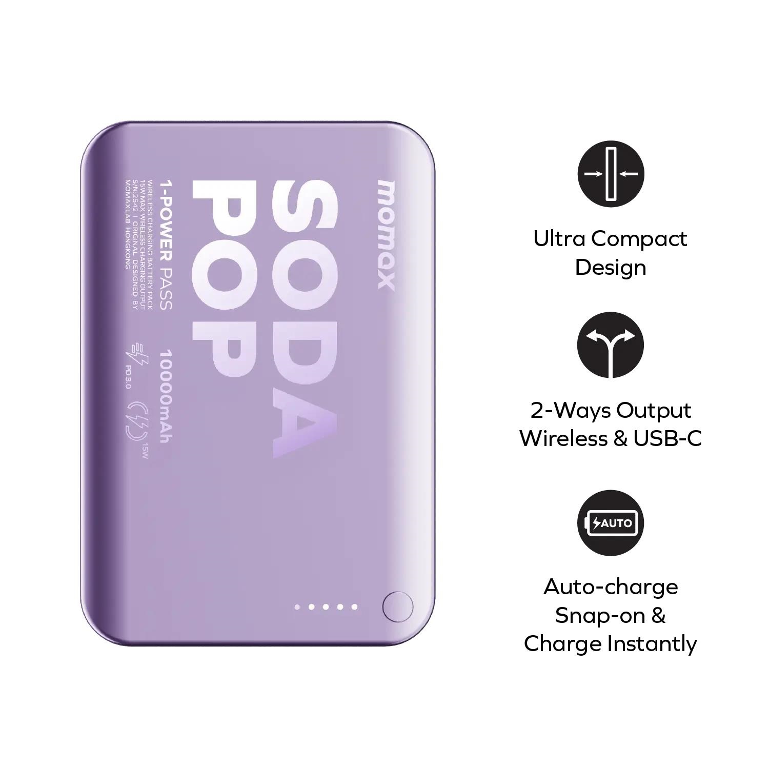 Батарея мобільна MOMAX 1-Power Pass 10000mAh 20W Silver (IP166S) · 3