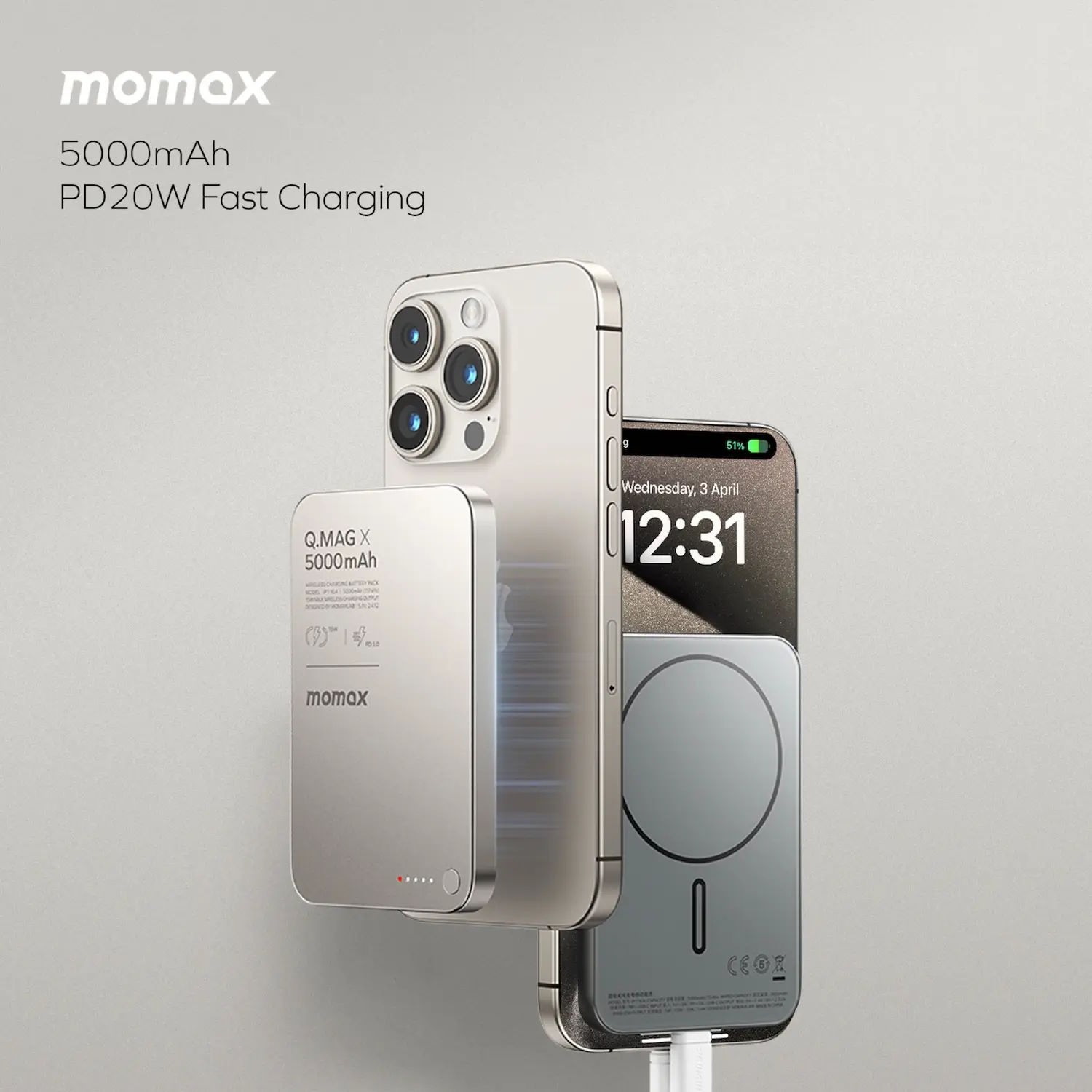 Батарея мобільна MOMAX Q.Mag X 5000mAh 20W Pink (IP116AP) · 4