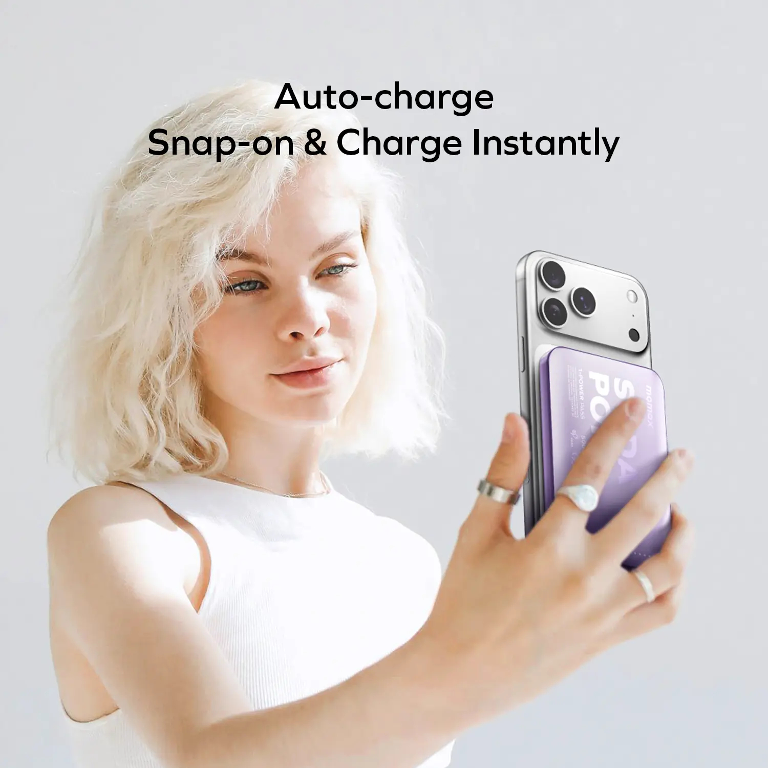 Батарея мобільна MOMAX 1-Power Pass 5000mAh 20W Purple (IP165U) · 3